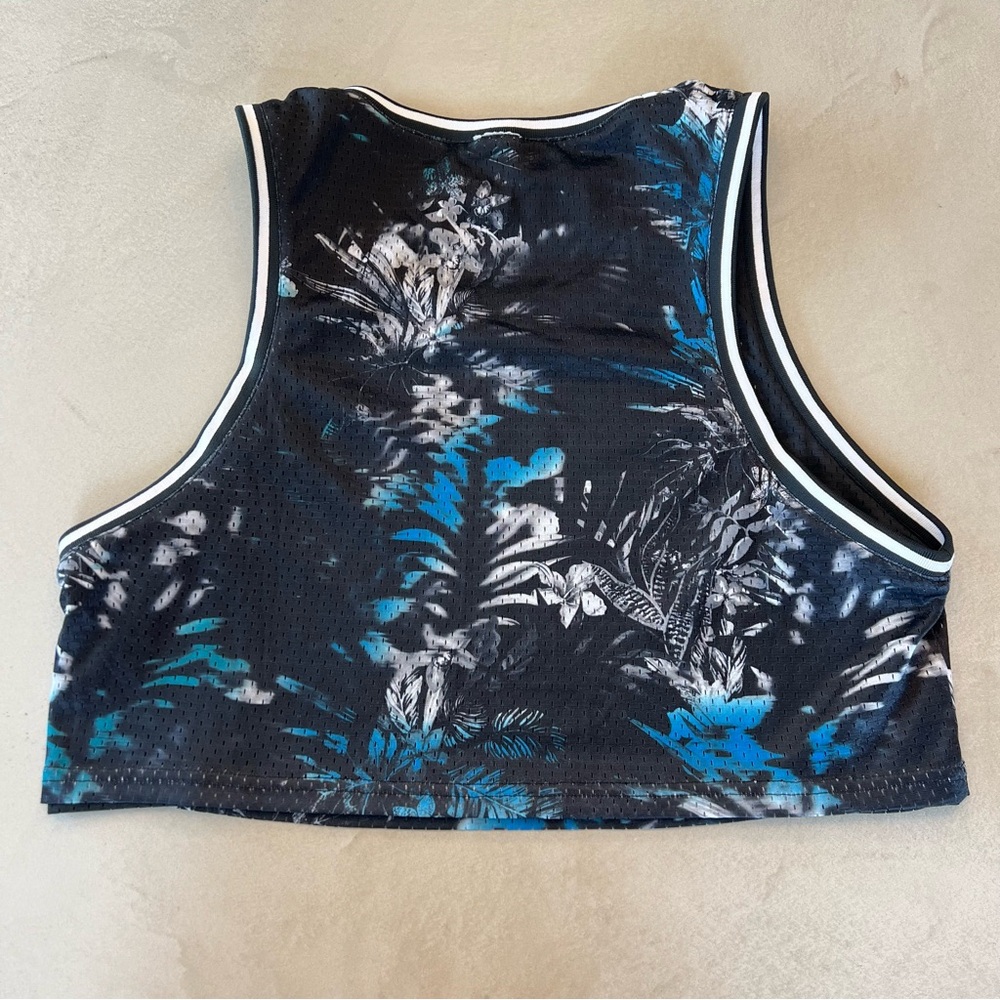 CHAMPION Cropped Mesh Reversible Basketball Jersey Tank Top, Black / Floral, S‎ - Picture 8 of 15